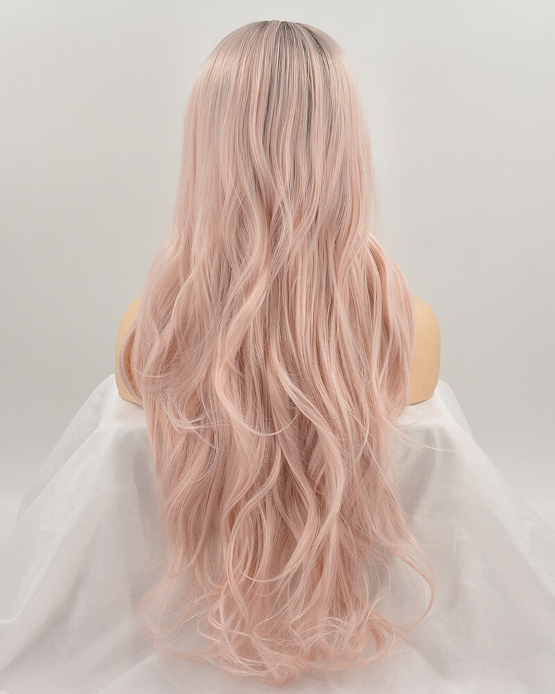 Ombre Long Pink Synthetic Lace Front Wig WT039