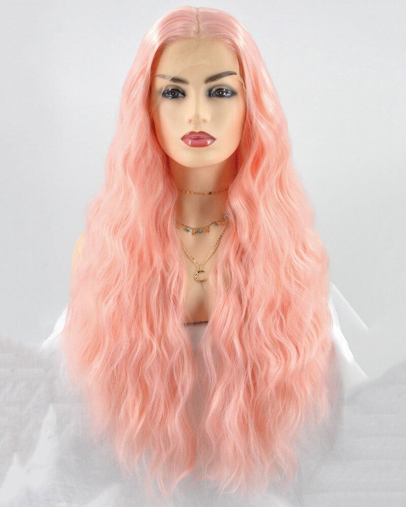 Pink Curly Synthetic Lace Front Wig WW220
