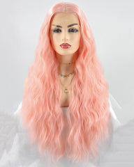Pink Curly Synthetic Lace Front Wig WW220
