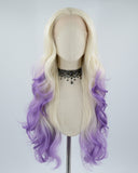 Platinum Blonde Ombre Purple Synthetic Lace Front Wig WW467