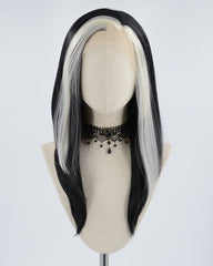 Blonde Streaked Black Synthetic Lace Front Wig WW292