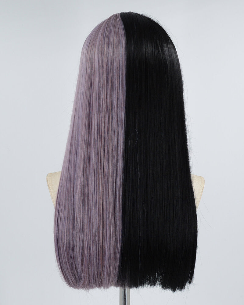 Half Purple Half Black Synthetic Wig HW183