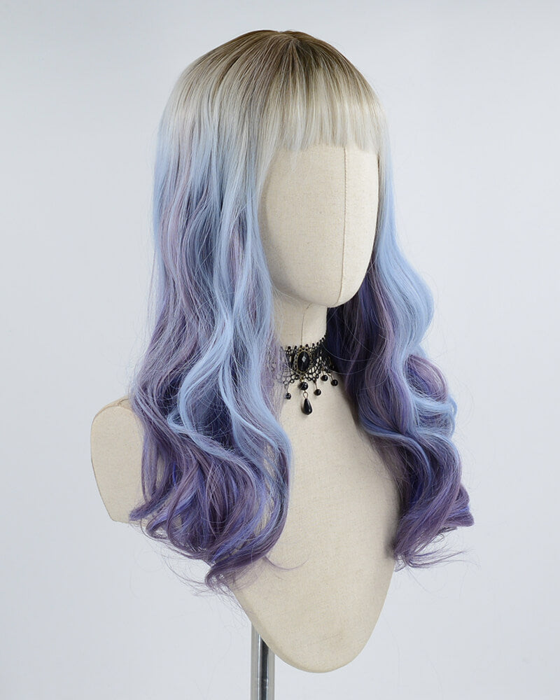 Ombre Blue Purple Synthetic Wig HW196