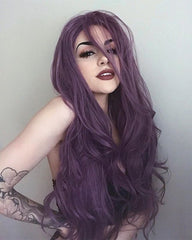 Long Purple Synthetic Lace Front Wigs WT004