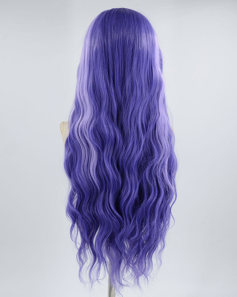 Purple Streaked Long Synthetic Lace Front Wig WW417