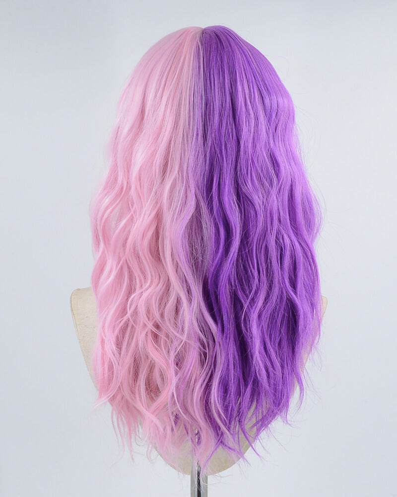 Half Pink Half Purple synthetic Wig HW205