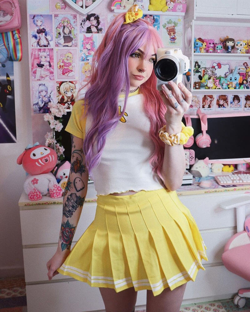 Purple Pink Synthetic Wig HW173