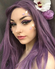 Long Purple Synthetic Lace Front Wigs WT004