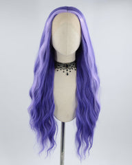 Purple Streaked Long Synthetic Lace Front Wig WW417