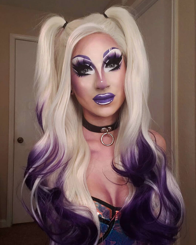 Blonde Purple Synthetic Lace Front Wig WT101