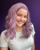 Purple Short Synthetic Lace Front Wig WT082