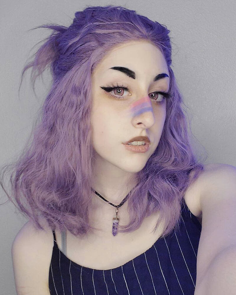 Purple Curly Short Synthetic Lace Front Wigs WT013
