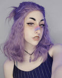 Purple Curly Short Synthetic Lace Front Wigs WT013