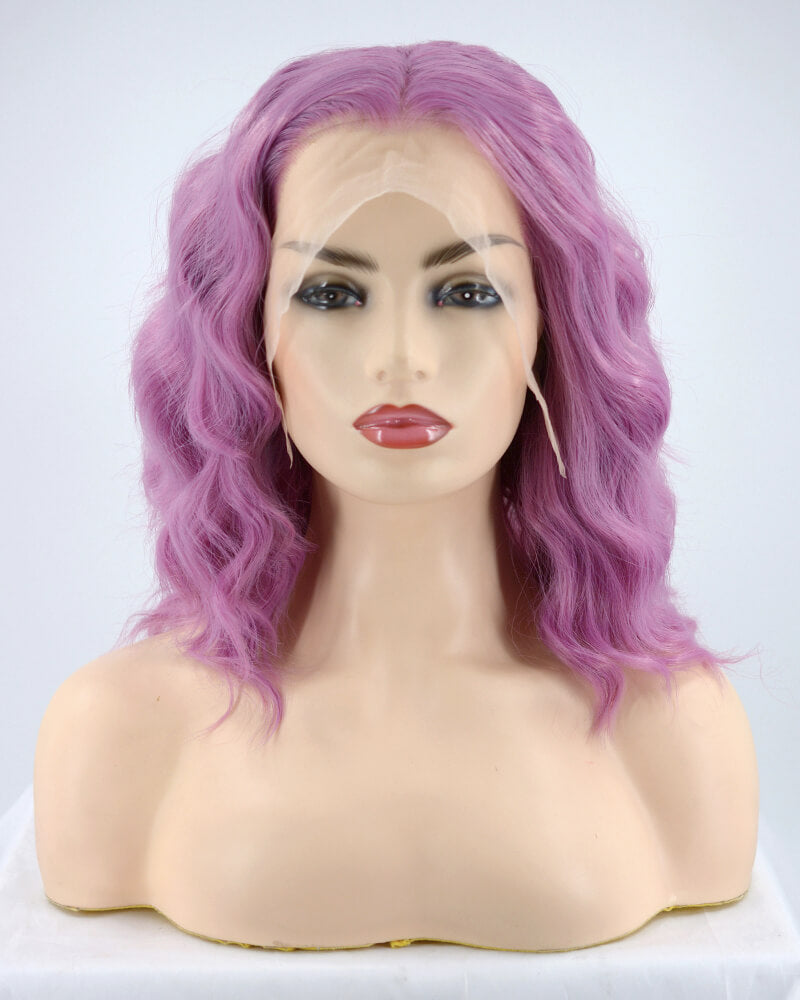 Purple Short Curly Synthetic Lace Front Wig WW184