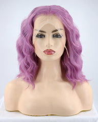 Purple Short Curly Synthetic Lace Front Wig WW184
