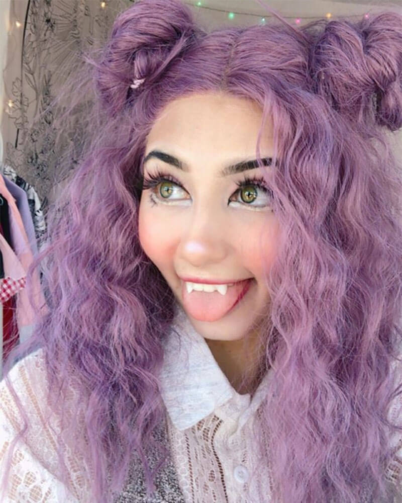 Purple Curly Short Synthetic Lace Front Wigs WT013