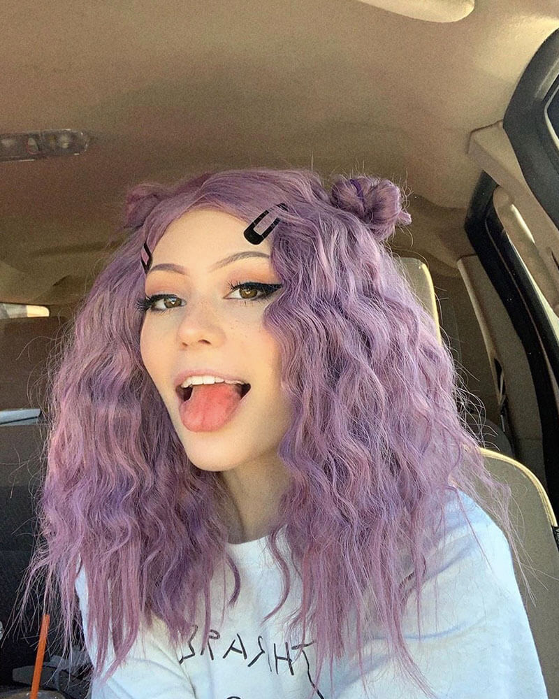 Purple Curly Short Synthetic Lace Front Wigs WT013