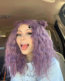 Purple Curly Short Synthetic Lace Front Wigs WT013
