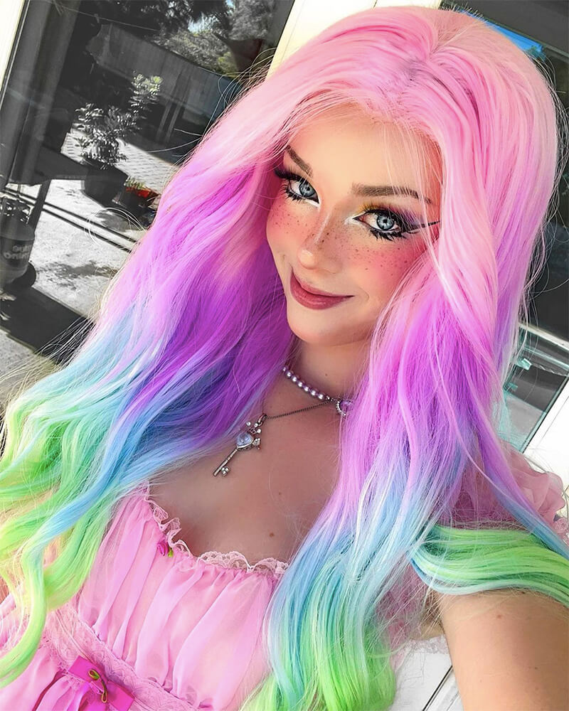 Rainbow Wavy Synthetic Lace Front Wig WW395
