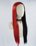 Half Red Half Black Synthetic Lace Front Wig WW366