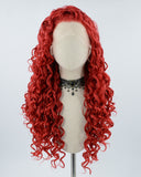 Red Curly Long Synthetic Lace Front Wig WW166