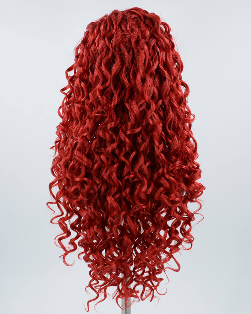 Red Curly Long Synthetic Lace Front Wig WW166