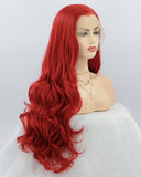 Long Red Curly Synthetic Lace Front Wig WW261