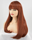 Straight Cooper Red Wefted Wig With Bangs HW051