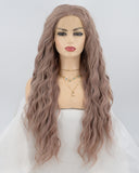 Dusty Rose Gold Curly Synthetic Lace Front Wig WT116
