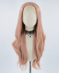 Peach Pink Long Synthetic Lace Front Wigs WT011