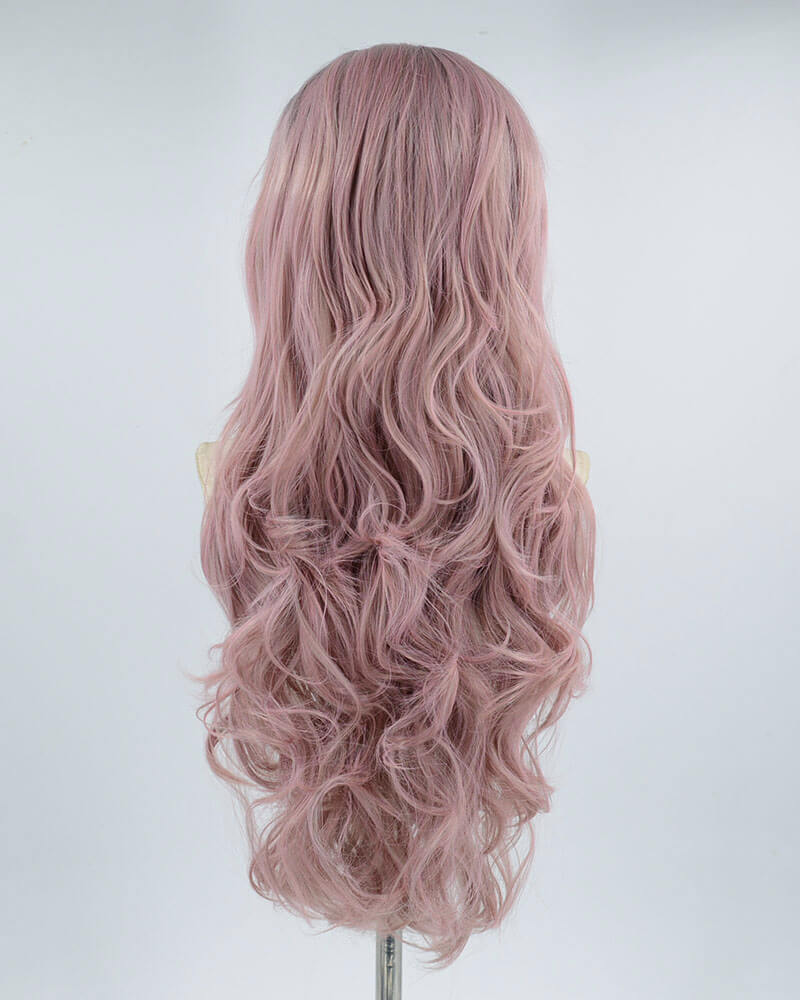 Ombre Rose Pink Synthetic Lace Front Wig WW415
