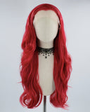 Rose Red Long Synthetic Lace Front Wig WW401