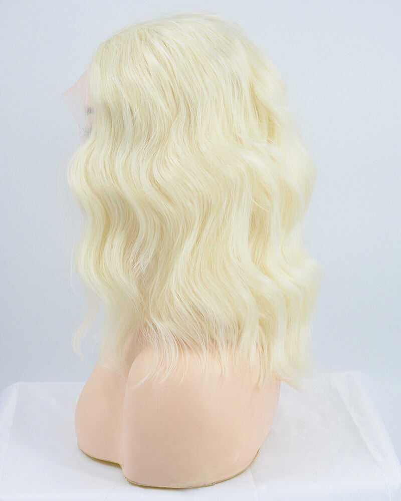 Curly Short Platinum Blonde Synthetic Lace Front Wig WW129