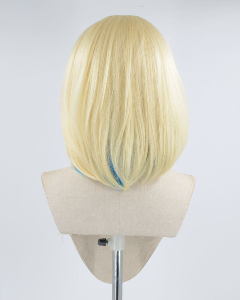 Short Blonde Blue Synthetic Lace Front Wig WW432