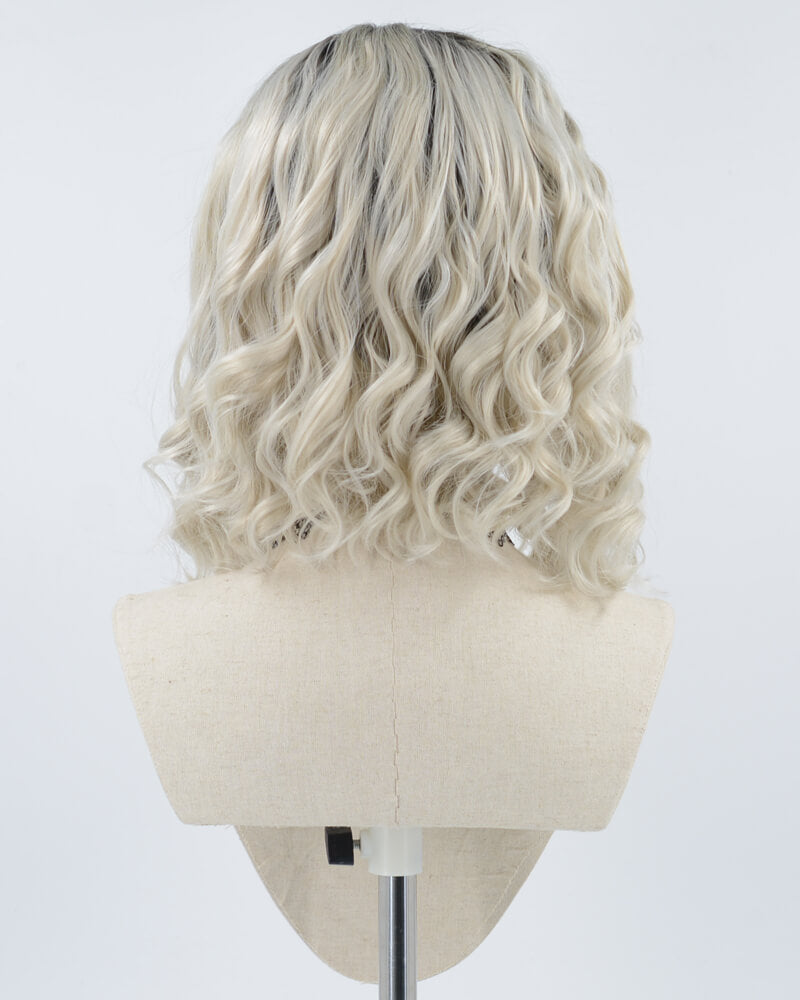 Ombre Blonde Curly Short Synthetic Lace Front Wig WT201