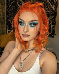 Short Curly Orange Synthetic Lace Front Wig WW016