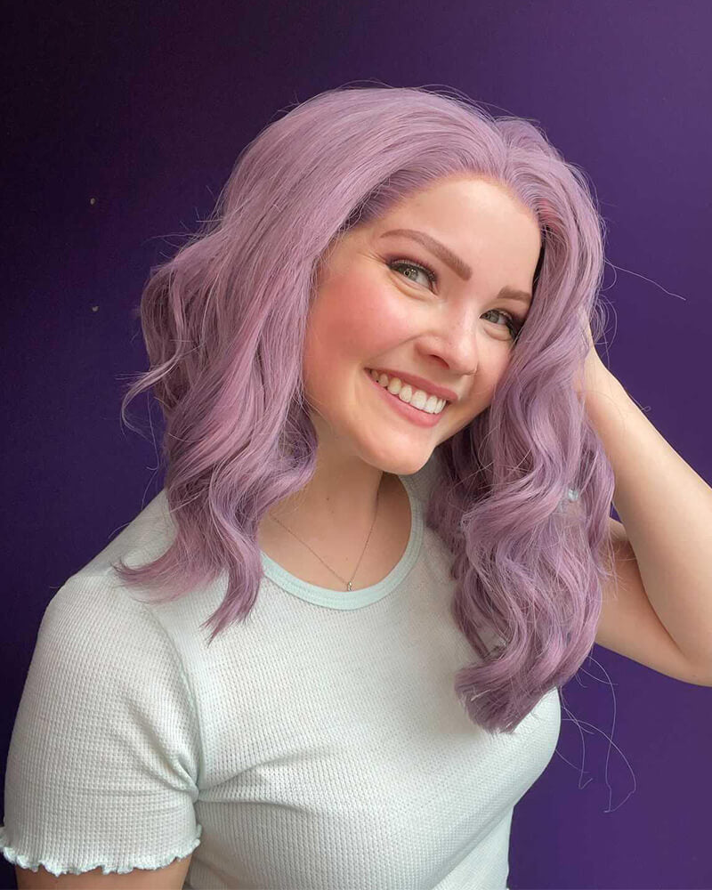 Purple Short Synthetic Lace Front Wig WT082