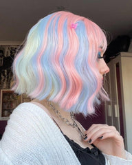 Short Rainbow Hard Front Wig HW003