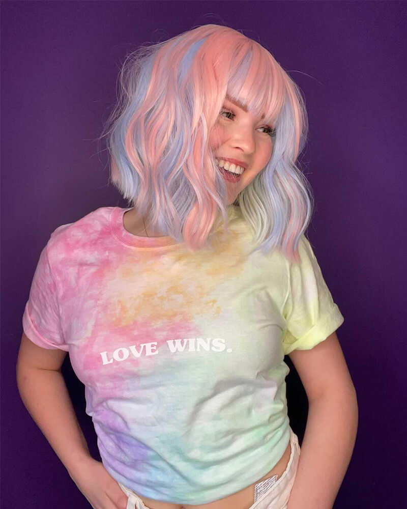 Short Rainbow Hard Front Wig HW003