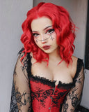 Red Curly Short Synthetic Lace Front Wig WW001