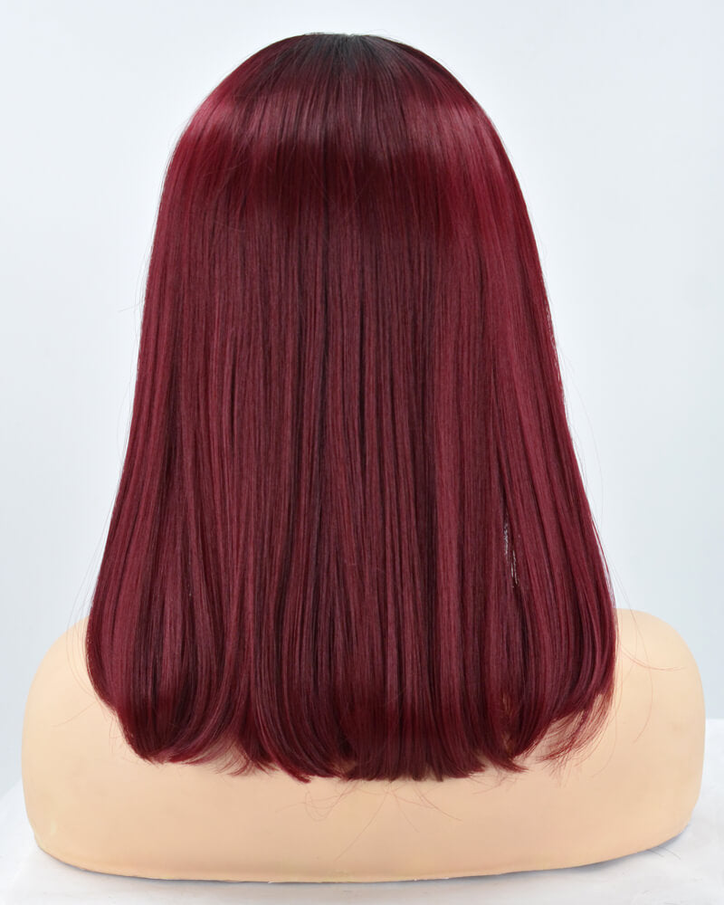 Wine Red Short Synthetic Lace Front Wig WW228