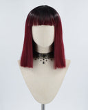 Wine Red Straight Synthetic Lace Front Wig WT167