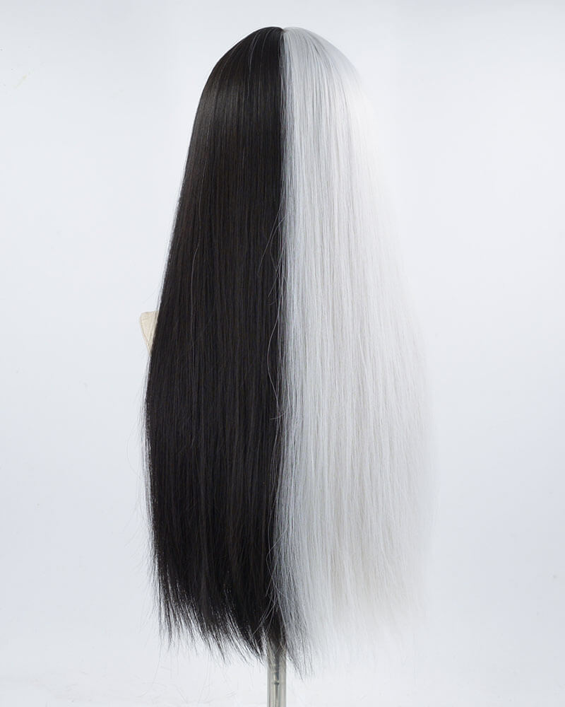Half Silver Half Grey Synthetic Wig HW137