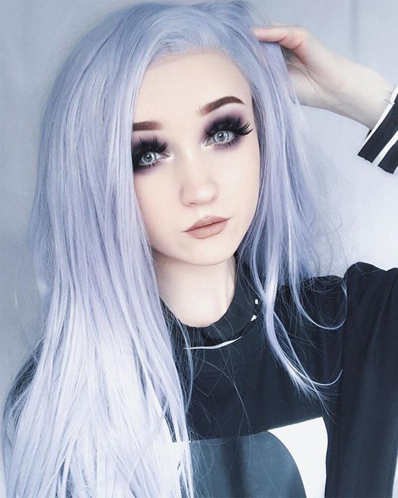 Light Lavender Synthetic Lace Front Wig WW075