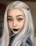 Straight Long Gray Synthetic Lace Front Wigs WT005