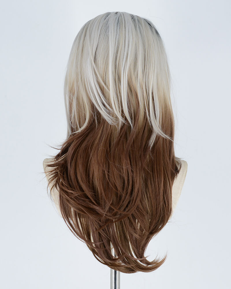 Silver Ombre Brown Synthetic Lace Front Wig WT149