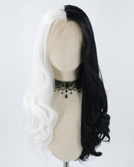 Half Black Half White Synthetic Lace Front Wig WW041