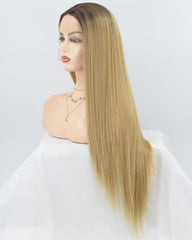 Straight Blonde Synthetic Lace Front Wig WT077