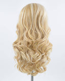 Blonde Streaked Brown Tinsel Synthetic Lace Front Wig WW371