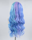 Mixed Blue Purple Wavy Synthetic Lace Front Wig WW405